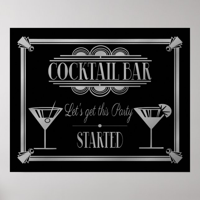 ART Deco Cocktail Bar Zeichen Gatsby Party der 192 Poster (Vorne)