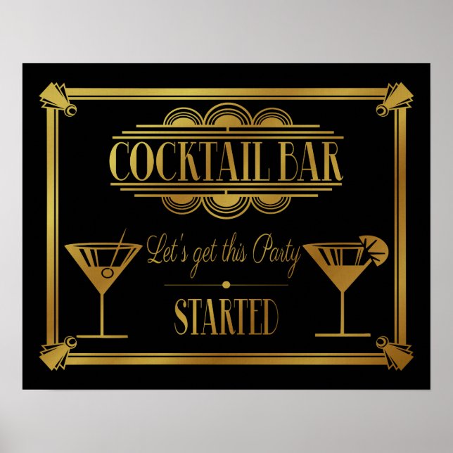 ART Deco Cocktail Bar Zeichen Gatsby Party der 192 Poster (Vorne)