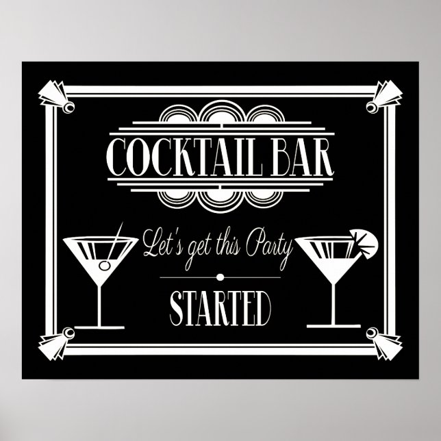 ART Deco Cocktail Bar Zeichen Gatsby Party der 192 Poster (Vorne)