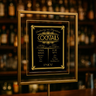 Art Deco cocktail sign, signature, bar sign Poster