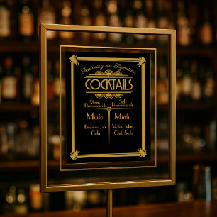 ART Deco Cocktailbar-Schild 1920er Gatsby-Party Poster