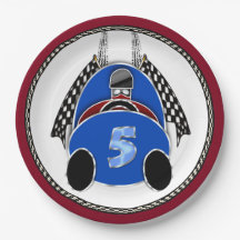 Art Deco Comic Style Blue Race Car