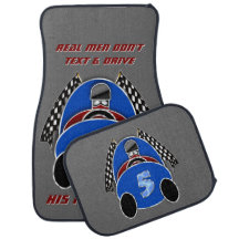 Art Deco Comic Style Blue Race Car (Personalisiert