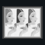 Art Deco Compact Ad 16 x 20 Poster der 30er Jahre<br><div class="desc">1930er Jahre,  Art Deco,  kompaktes Werbeplakat in neutralem Schwarz,  Weiß und Grau.</div>