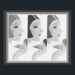 Art Deco Compact Ad 16 x 20 Poster der 30er Jahre<br><div class="desc">1930er Jahre,  Art Deco,  kompaktes Werbeplakat in neutralem Schwarz,  Weiß und Grau.</div>