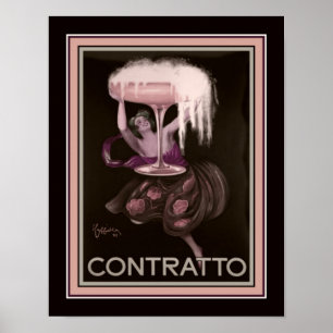 Art Deco Contratto Champagne Ad Poster der 30er Ja