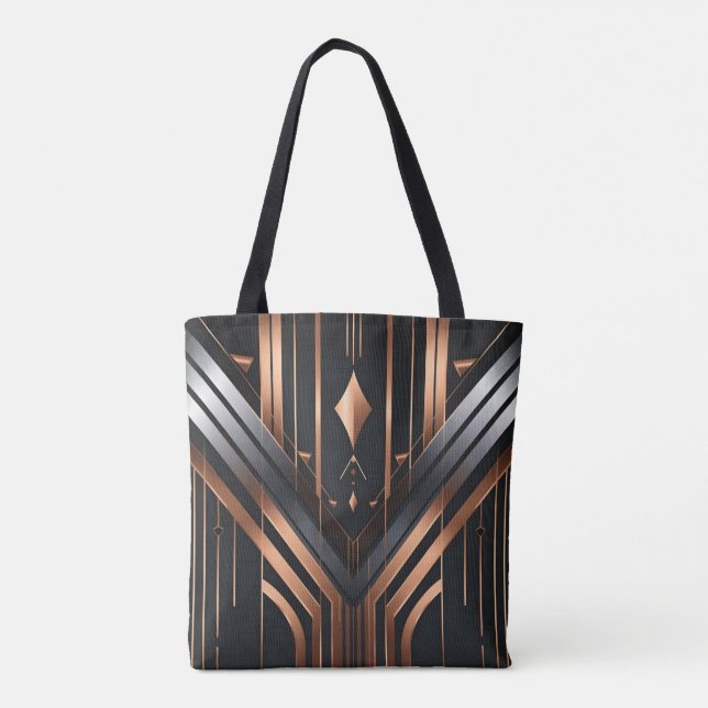 Art Deco Copper & Silver Geometric Design Tasche (Rückseite)