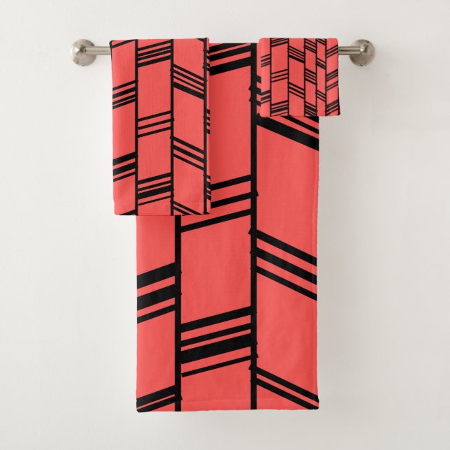 Art Deco Coral Badhandtuch Set (Insitu)