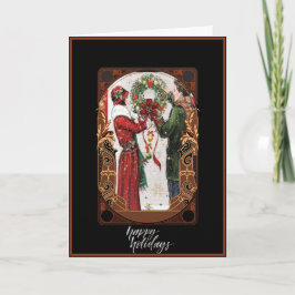 Art Deco Couple Hangwraath Weihnachtskarte Karte