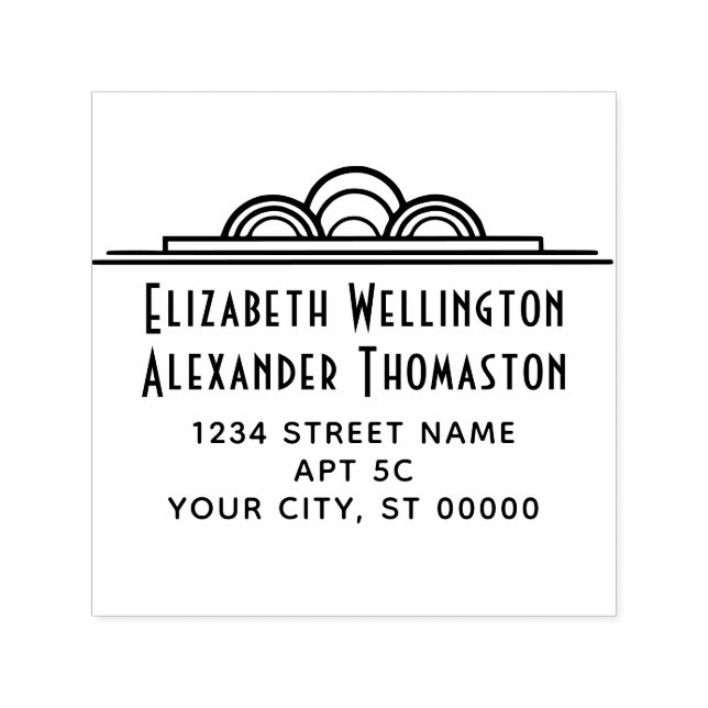 Art Deco Couple Two Name #3 Ret Address Embosser Permastempel (Design)