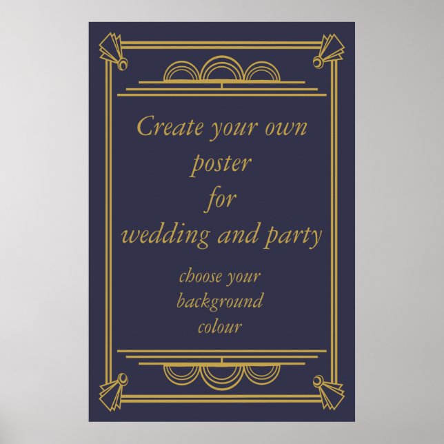 Art Déco créer votre propre affiche mariage ou fêt (Devant)