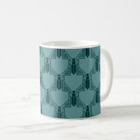 Art Deco Crickets - Light Peacock Blue Coffee Tass