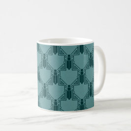 Art Deco Crickets - Light Peacock Blue Coffee Tass Kaffeetasse