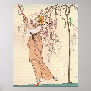 Art Deco Crossover Illustration Game Dress Poster