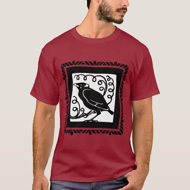 Art Deco Crow oder Raven T-Shirt (Vorderseite)