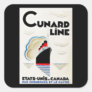 Art Deco Cunard Line Quadratischer Aufkleber
