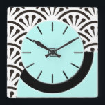 Art Deco Cut-A-Way (Aqua Black) Quadratische Wanduhr<br><div class="desc">Concept of Cut-A-Way Wall Clock was based on a small vintage table clock found at a flea market. The original artist & manufacturer are unknown. The original digital painting for this clock captures the look of the original plastic with the suggestion of depth. Behind clock is a black and white...</div>