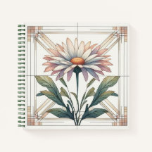 Art Deco Daisy Spiral Notebook