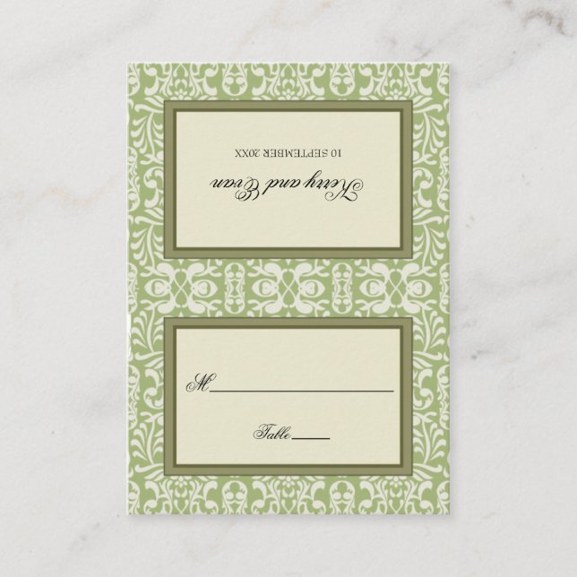 Art Deco Damask Platzkarte (Vorderseite)