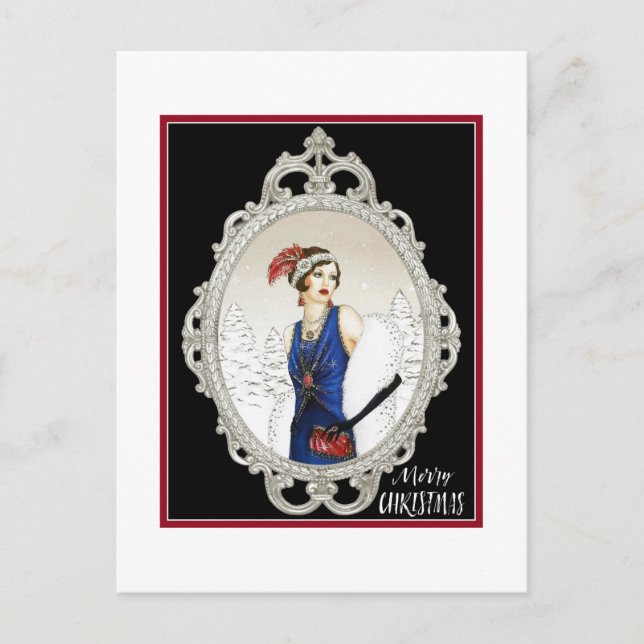 Art-Deco-Dame der 1920er Jahre Postkarte (Vorderseite)