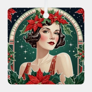 Art Deco Dame Eleganter Weihnachtsbaum Personalisi Ornament Aus Metall