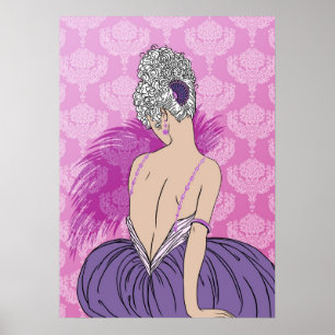 Art Deco Dame mit Damast - BIANCA: Pariser Pflaume Poster