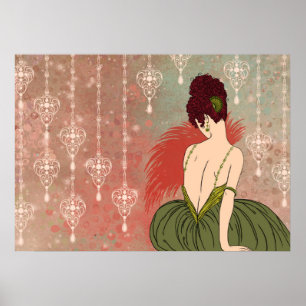Art-Deco-Dame mit Juwelen - BIANCA: Antiker Herbst Poster