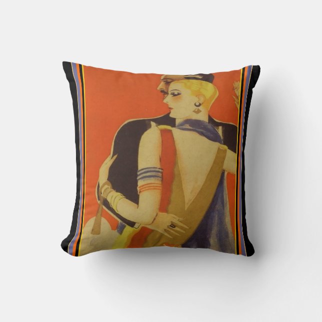 Art Deco "Dancing Couple" Drehkissen Kissen (Vorderseite)