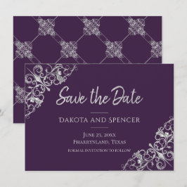 Art Deco Decadence | Lila und silber Filigree Save The Date