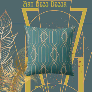 Art Deco Deep Blue/Green mit Gold Kissen