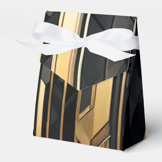 Art Déco Delights: Geometrie in Gold und Schwarz Geschenkschachtel (Vorderseite)