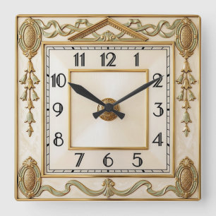 Art Deco Deluxe Quadratische Wanduhr
