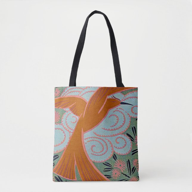 Art Deco Design #11 exotische Vögel Tasche (Vorderseite)