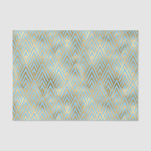 Art Deco Design, Aquamarin & Gold Diamond Muster Seidenpapier (Vorderseite)