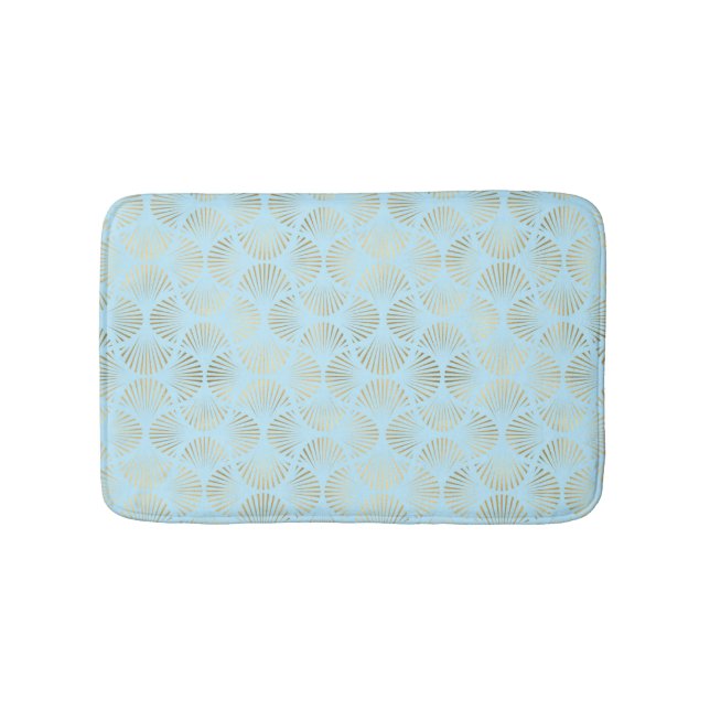 Art-Deco-Design, Aquamarin-Gold-Muster Badematte (Vorderseite)