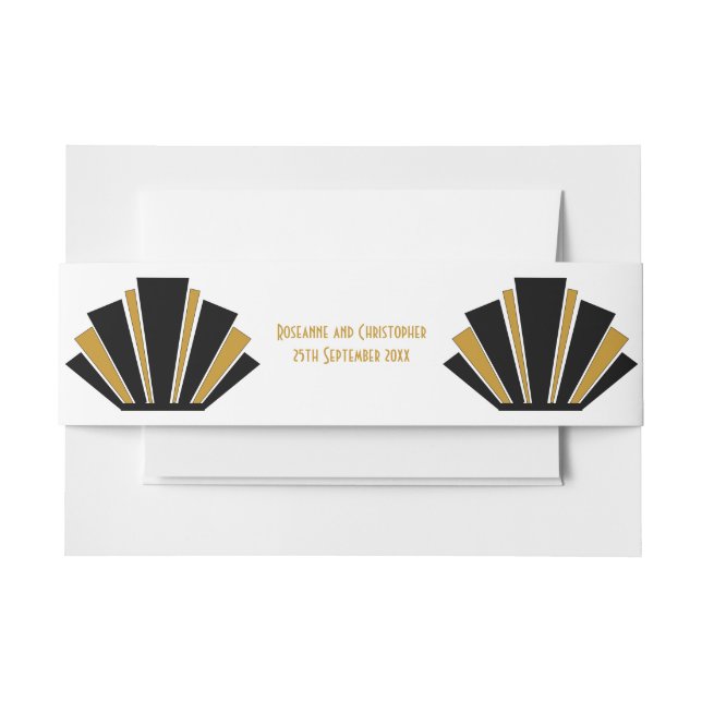 Art Deco Design Black and Gold Wedding Einladungsbanderole (Vorderseite Beispiel)