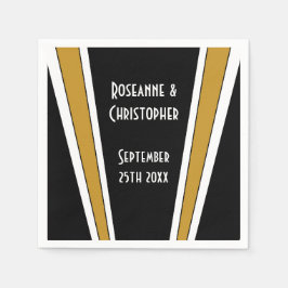 Art Deco Design Black and Gold Wedding Serviette