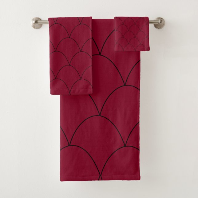 Art Deco Design Bordeaux Badhandtuch Set (Insitu)