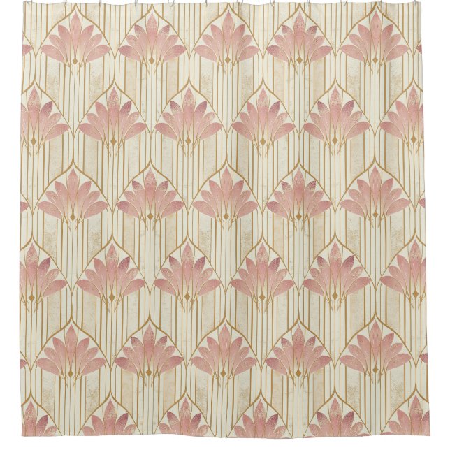 Art Deco Design in dusty Pink, Elfenbeinküste und  Duschvorhang (Vorderseite)