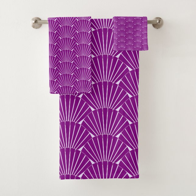 Art Deco Design Lila Badhandtuch Set (Insitu)
