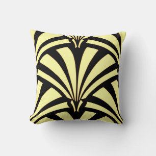 Art Déco Design Oreiller à lancer noir et jaune