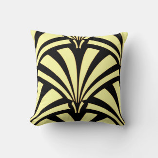 Art Déco Design Oreiller à lancer noir et jaune