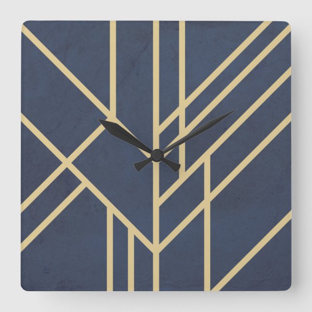 Art-Deco-Design Quadratische Wanduhr (Vorderseite)