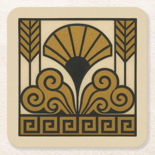 Art Deco Design Rechteckiger Pappuntersetzer