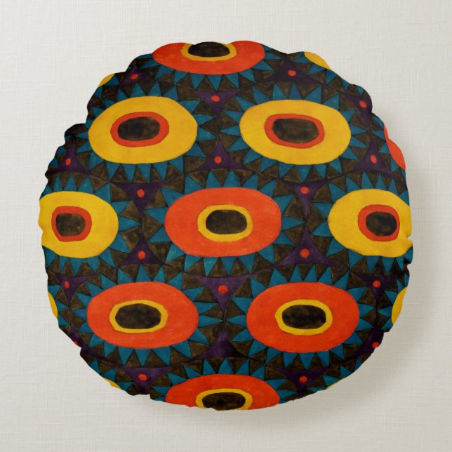 Art Deco Design Rundes Kissen (Vorderseite)