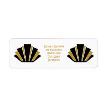 Art Deco Design Schwarz und Gold Hochzeit Einladun
