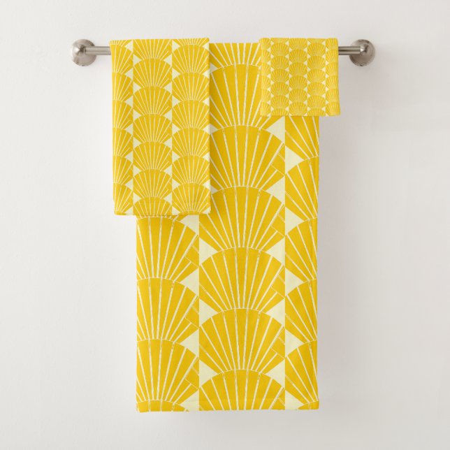 Art Deco Design Yellow Badhandtuch Set (Insitu)
