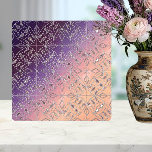 Art Deco Diamantmuster Lila Pfirsich Ombre Fliese
