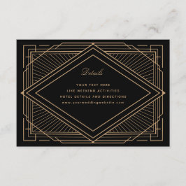 Art Deco Diamond Black and Gold Wedding Begleitkarte