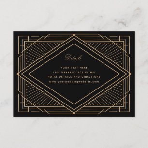 Art Deco Diamond Black and Gold Wedding Begleitkarte